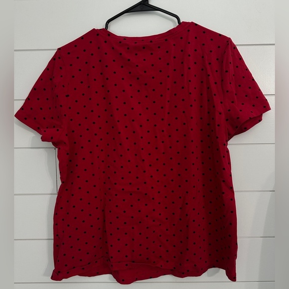 Tommy Hilfiger V-Neck Short Sleeve T-Shirt Polka Dot Red Valentines Size XL - Picture 2 of 3
